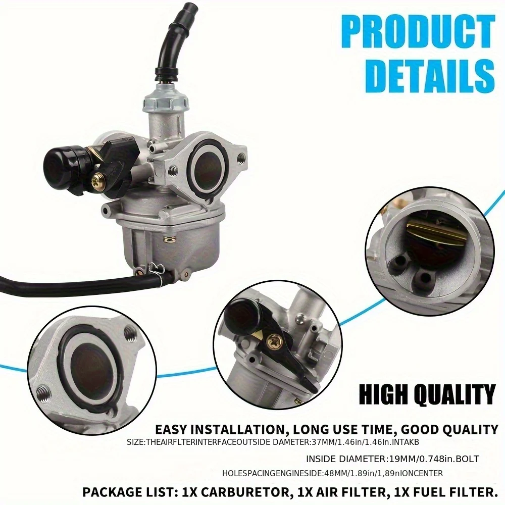 PZ19 Carburetor 19mm Carb with Air Filter, Motorcycle Carburetor Set For Chinese TaoTao Baja 50cc 70cc 80cc 90cc 110cc 125cc ATV view 3