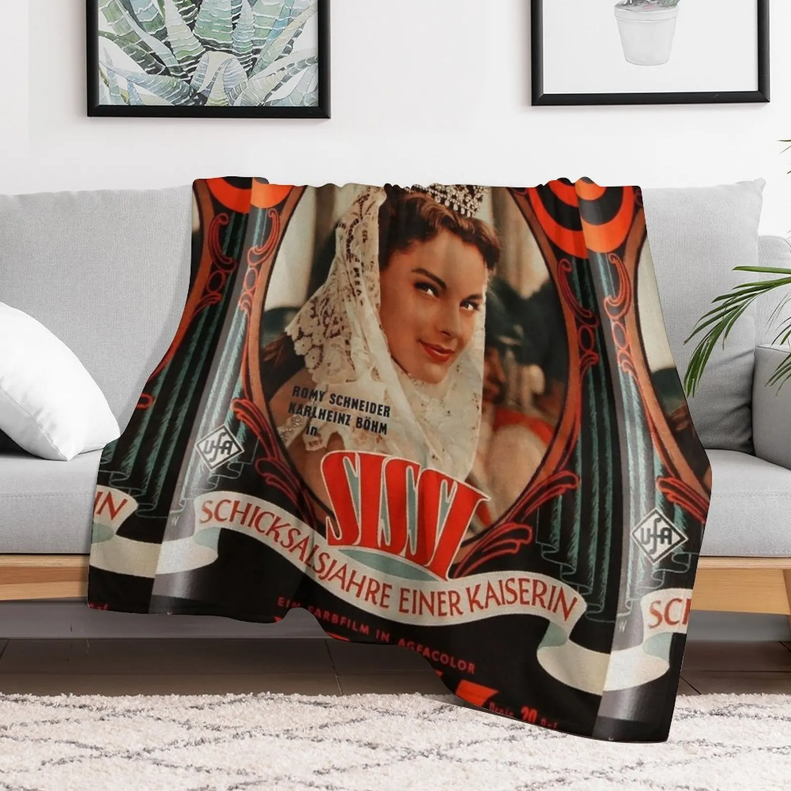 Empress Sissi, vintage 1957 Movie poster Throw Blanket Soft Beds Plaid Personalized Gift warm for winter Blankets