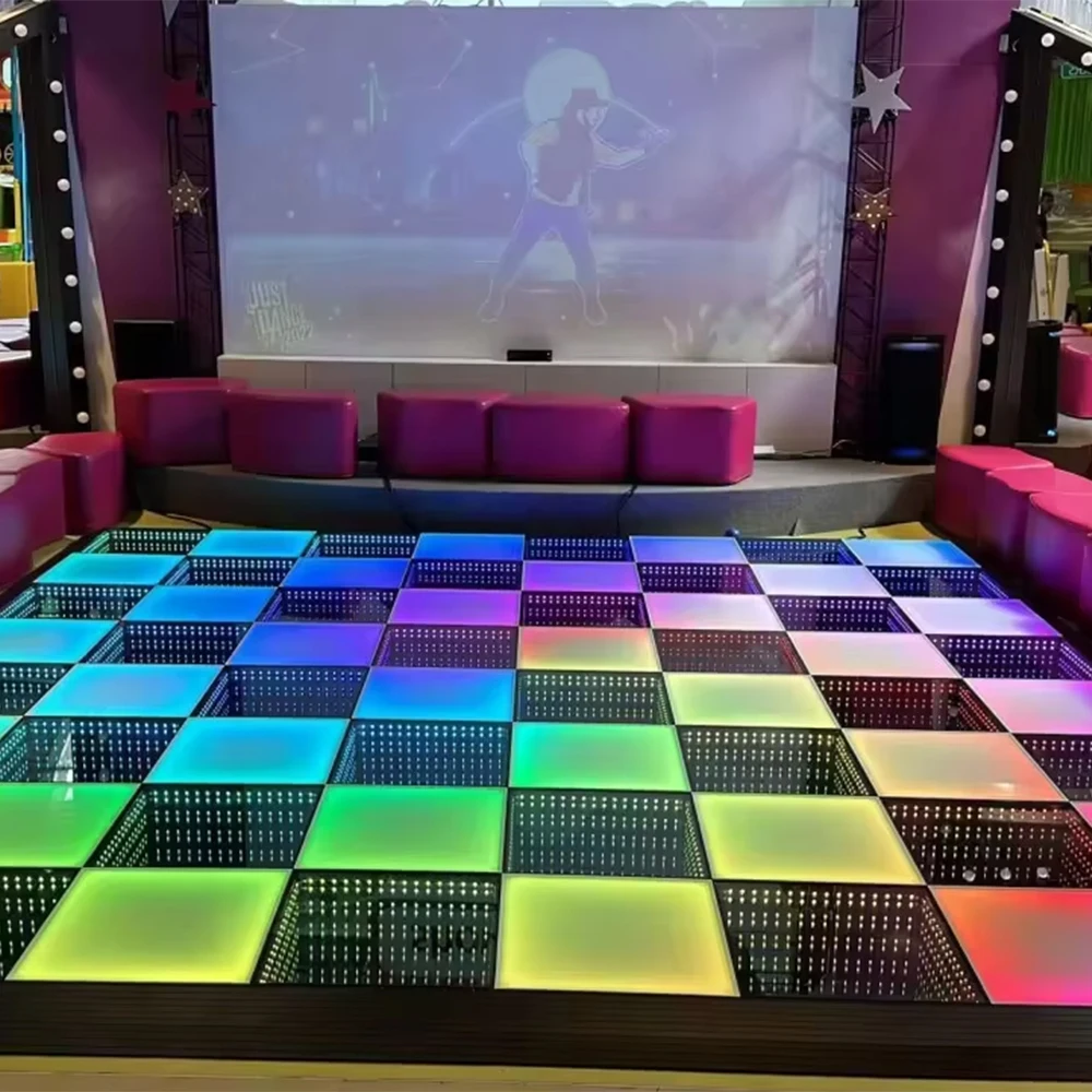 3d Infinity Mirror Video Light Led Dance Floor Tile Light Stage KTV Advertising Signs Magic Abyss Mirror Stage Underground Light