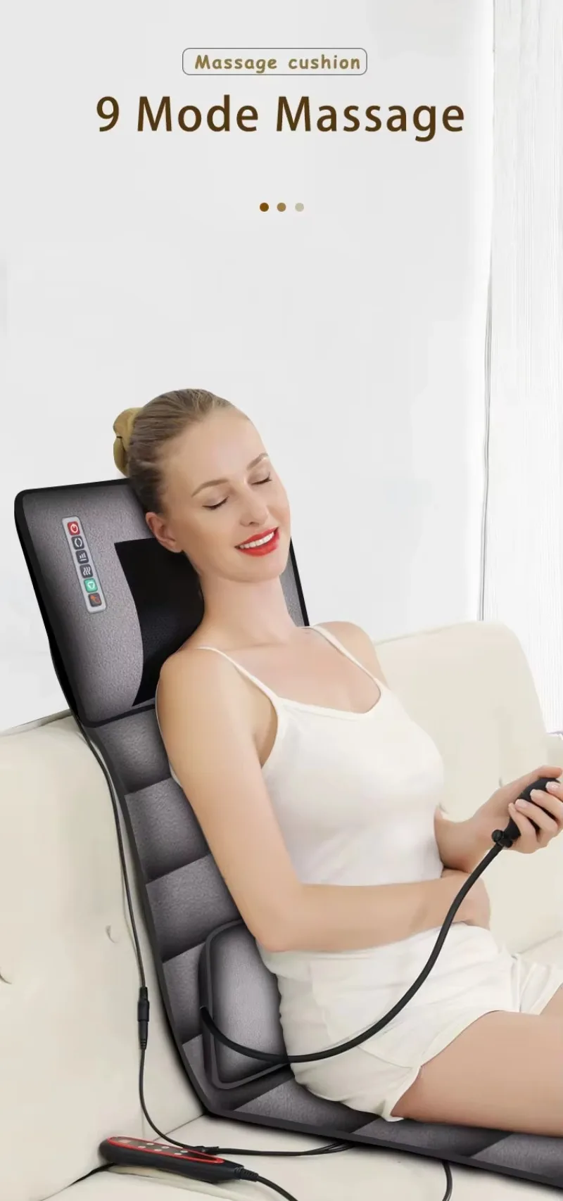 Electric Full Body Massage Mattress with Heating Hand Control Shoulder Neck Waist Airbag Kneading Vibration Massage Cushion