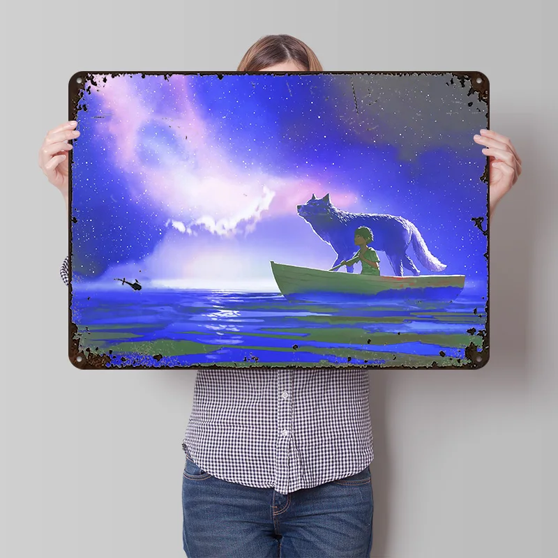 Reisen mit einem Freund, bedrucktes Poster, individuelle Retro-Wandkunst, Vintage-Metallblechschilder für Schlafzimmerdekoration, Gaming-Schreibtisch-Dekoration