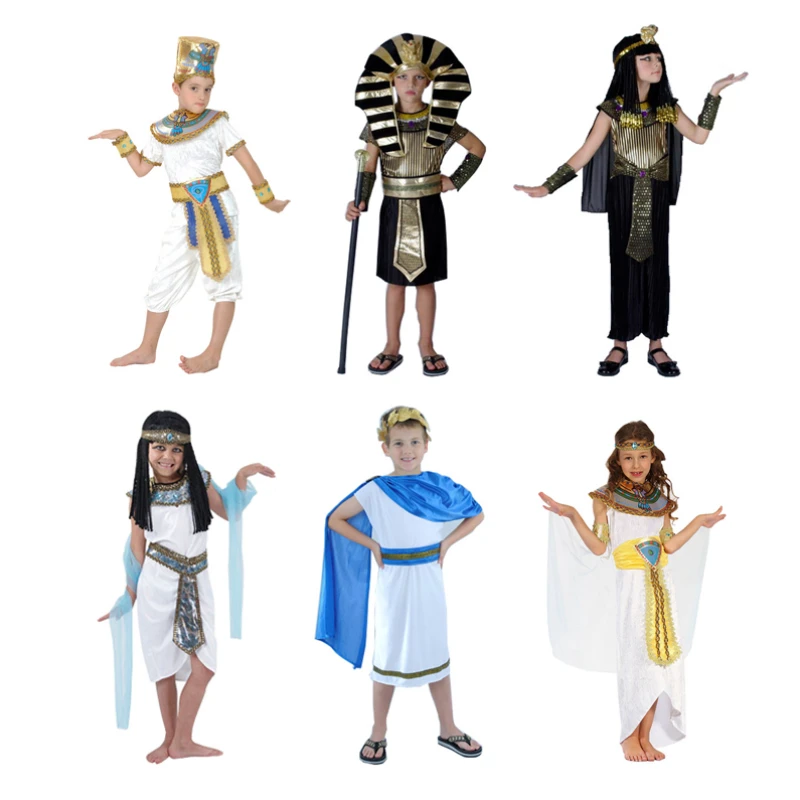 

Halloween Costumes Boy Girl Ancient Egypt Egyptian Pharaoh Cleopatra Prince Princess Costume for Children Kids Cosplay