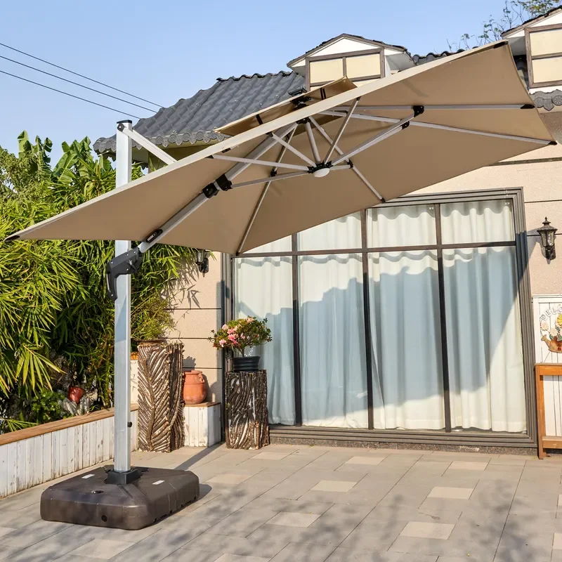 [Foshan Original ZUOAN Factory]Aluminum Outdoor Beach Parasols Sun Umbrella Cantilever Parasol 3x4m Solar USB Power Bank