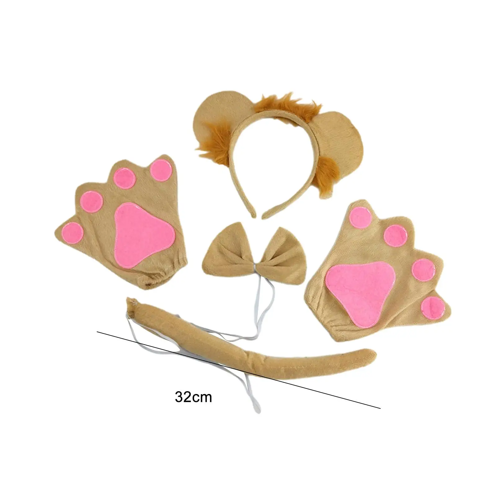 Kids Lion Costume Set Cosplay Party Accessories Headdress Tail Headband Kids