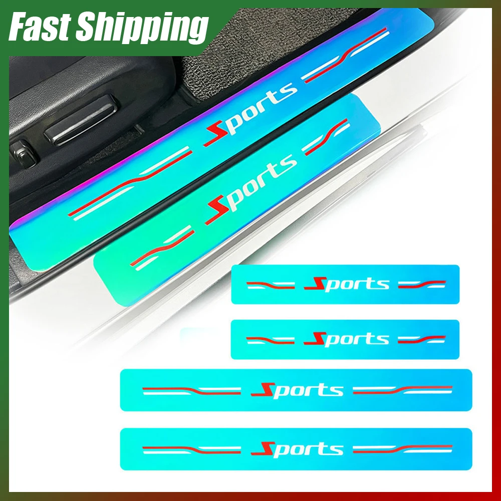 

4pcs Universal Car Door Edge Reflective Decorative Strips Stickers Car Door Sill Anti Kick Protection Strip Car Accessories