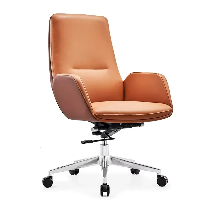 Manager Swivel Executive Orange Leather Office Visitor Meeting Chairs for Home Office Use