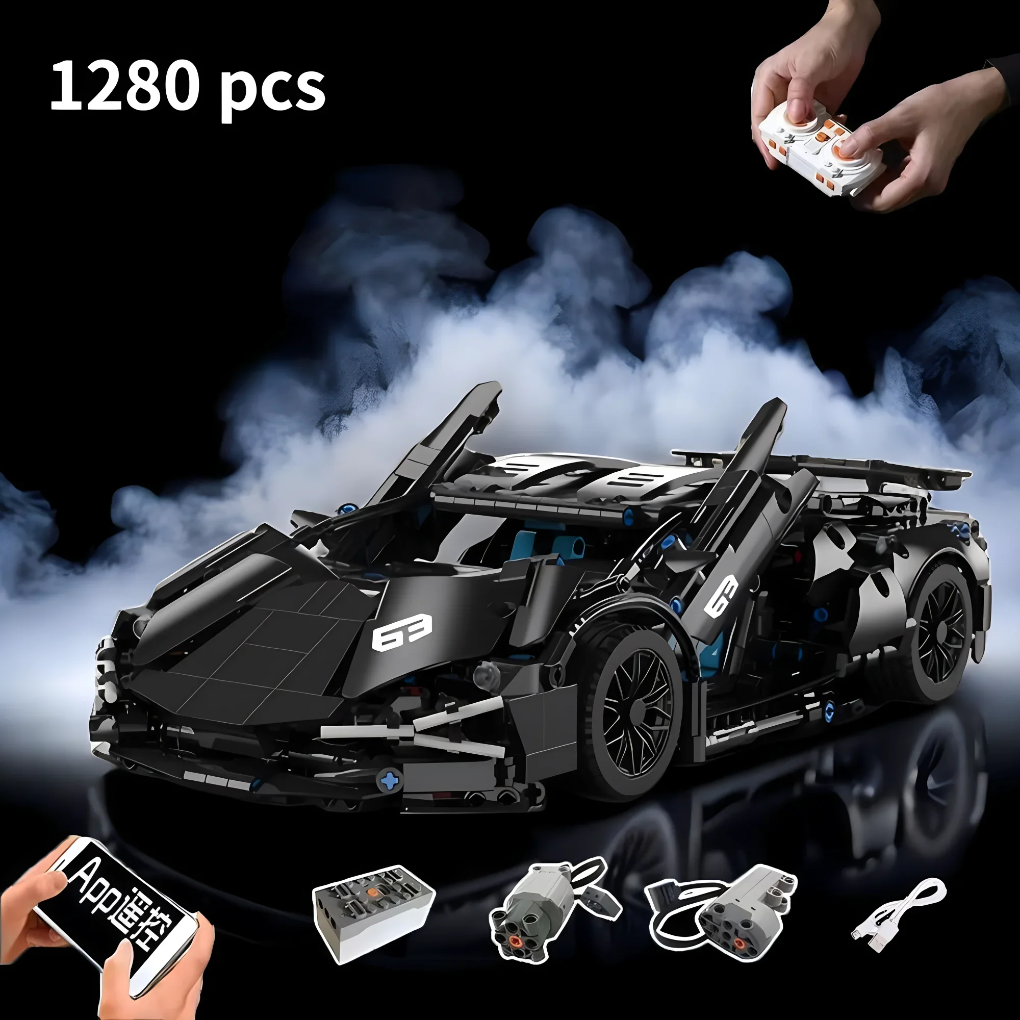 Technical Racing Sport Car Model Building Blocks technic adults 1:14 DIY Supercar Brick Puzzle Toys Kid Adult Gift(1280+granule)