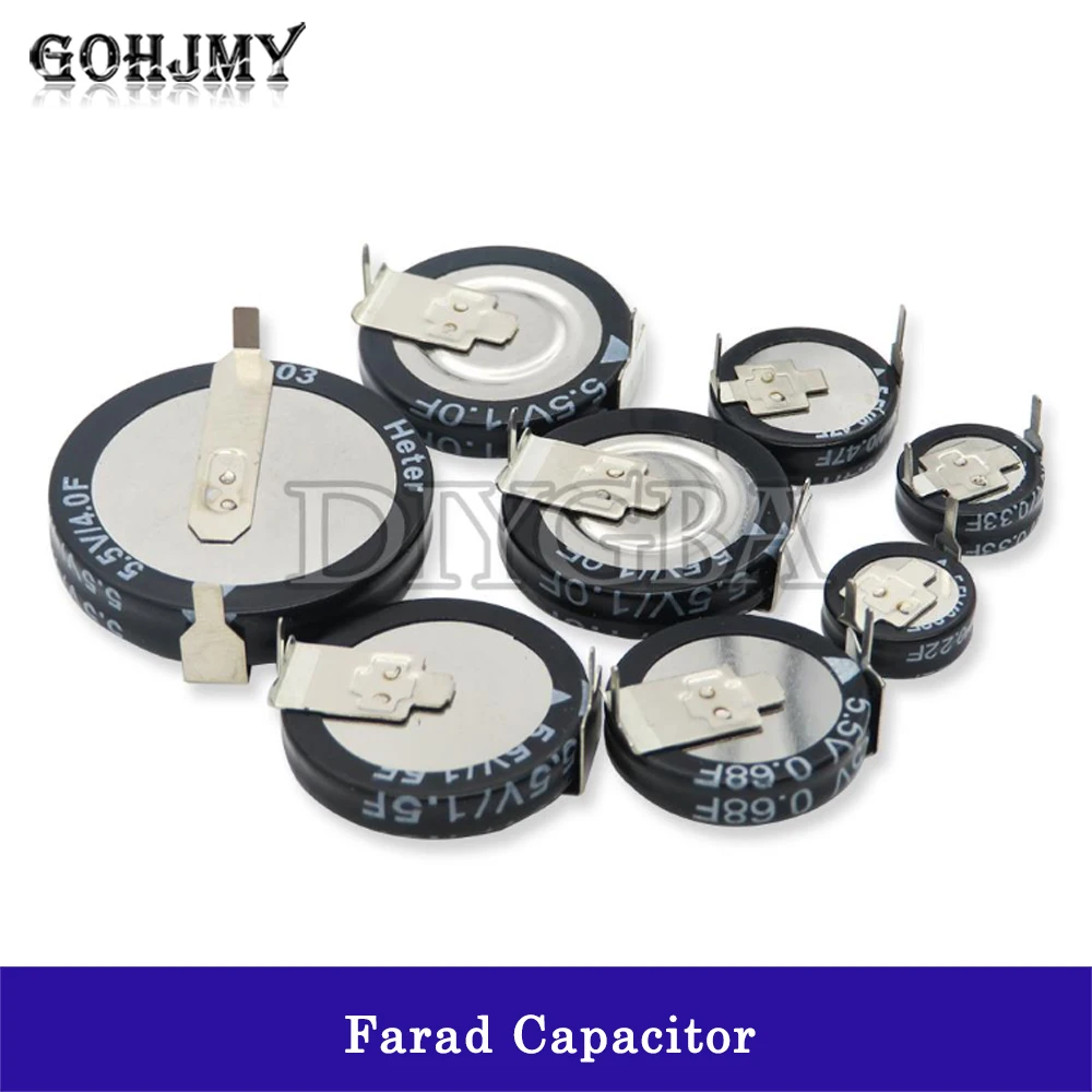 1PCS Supercapacitor H-Type 5.5V 0.1F 0.22F 0.33F 0.47F 0.68F 1F 1.5F 4F Super Farad Capacitor Button Capacitance 1.0F 4.0F