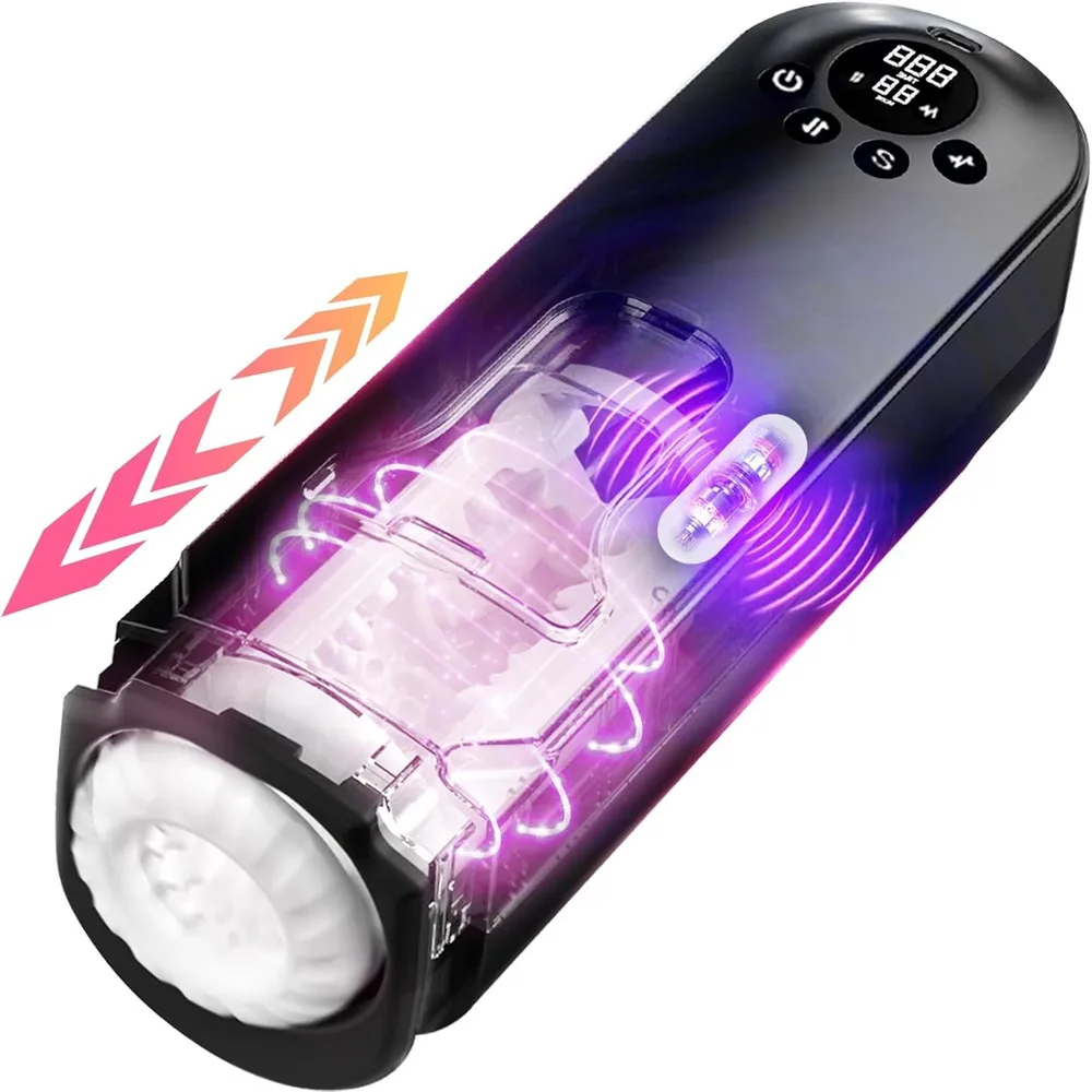 LCD Display Holder Automatic Male Masturbator With Vibration Thrusting Rotating Penis Pump Male Adult Toy Vibrator for Men
