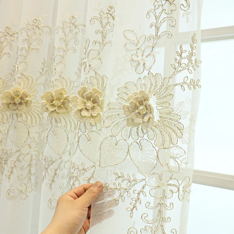 

Nordic Embroidered Gauze Curtains White Translucent Balcony Tulle for Living Room Bedroom Bay Window Partition Sheer Window