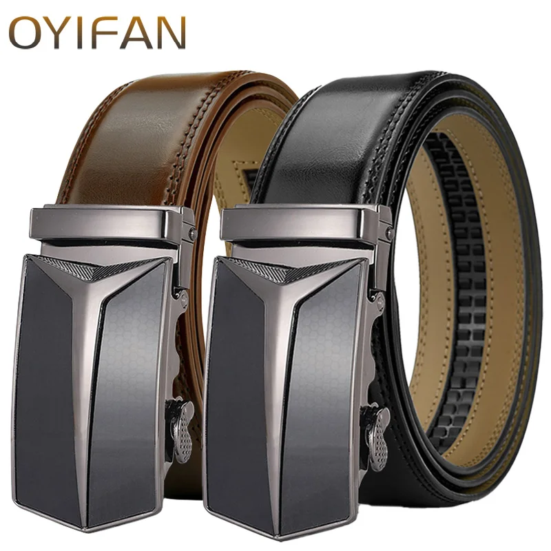 OYIFAN Brand Men's Belt, Length 115cm-145cm, Genuine Leather Belt, Adjustable Automatic Belt, Luxury Mens Belt