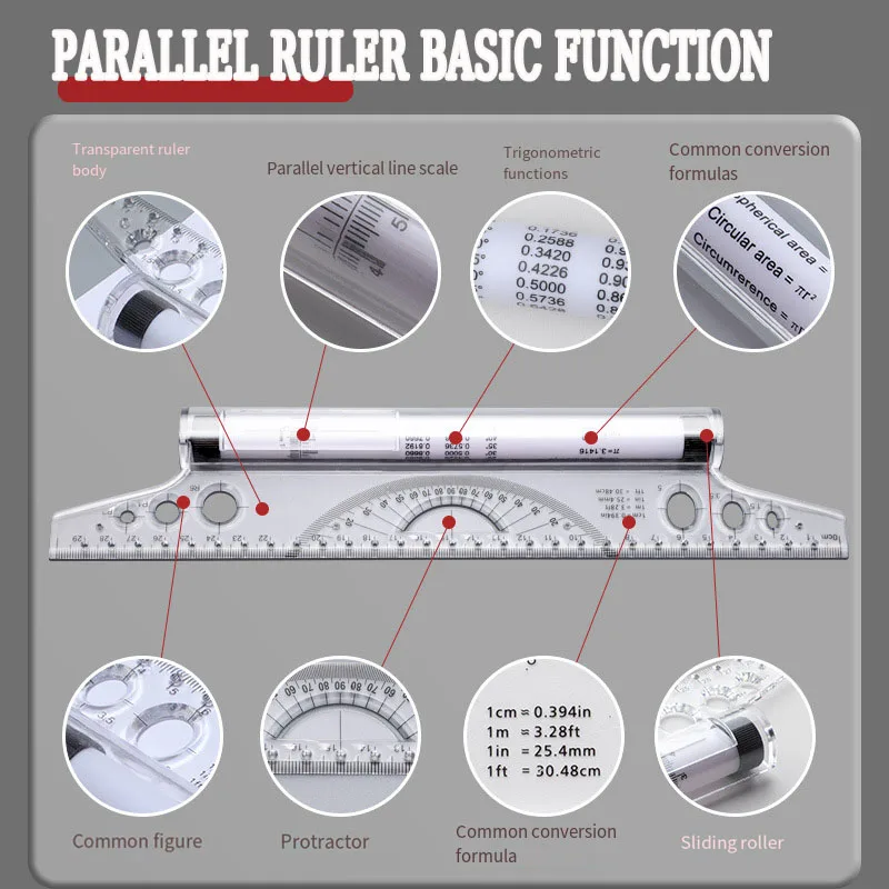 Regla de gran escala de diseño de ingeniería arquitectónica multifuncional, 30cm, 1 a 100