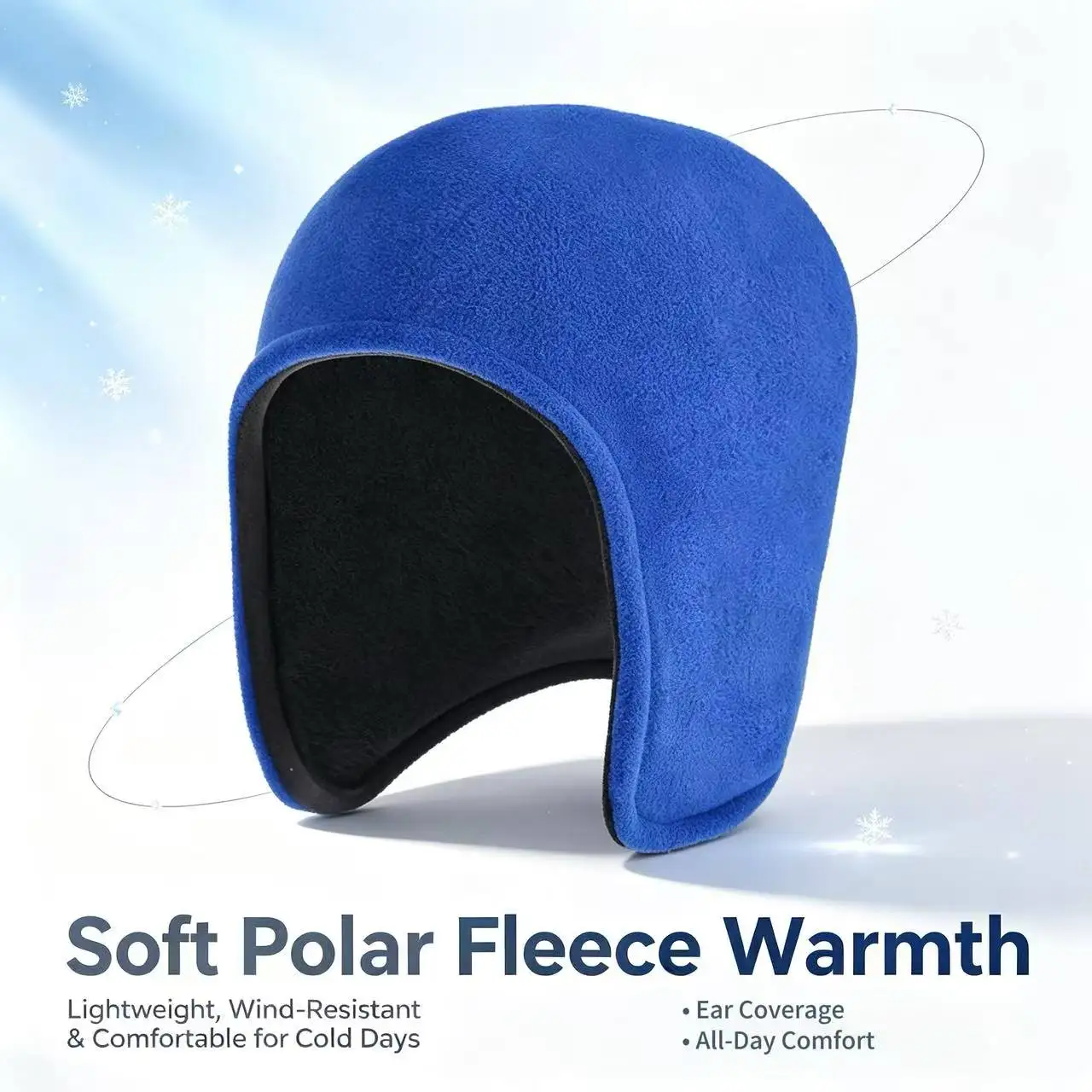Double Layer Thickened Polar Fleece Ear Hat, Winter Windproof Full Ear Cover Warm Beanie for Cycling Home Use