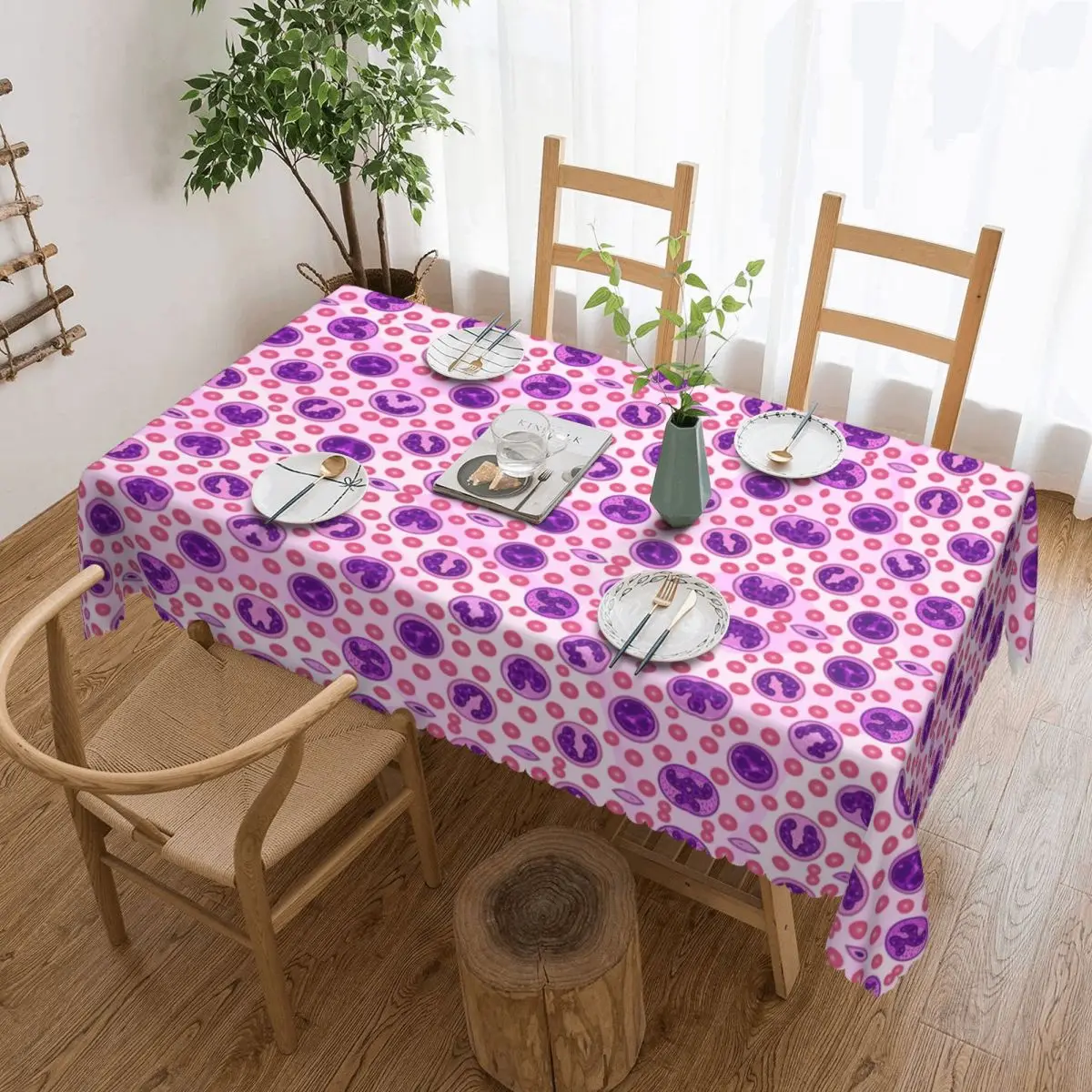 

Custom Rectangular Oilproof WBC Science Chemistry Cell Table Cover Chemical Biology Laboratory Table Cloth Tablecloth for Dining