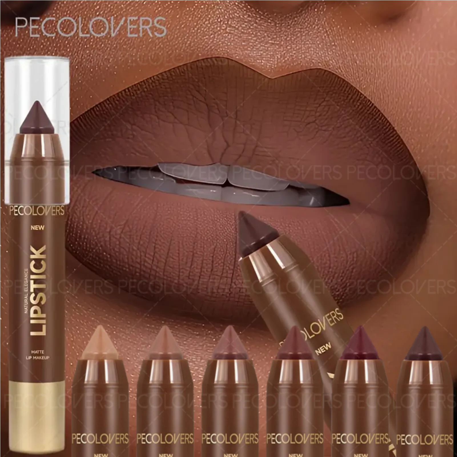 Delineador labial e batom 2 em 1 (1 unidade) - Acabamento fosco, para definir o contorno labial, cabe nos estilos de maquiagem de outono e inverno