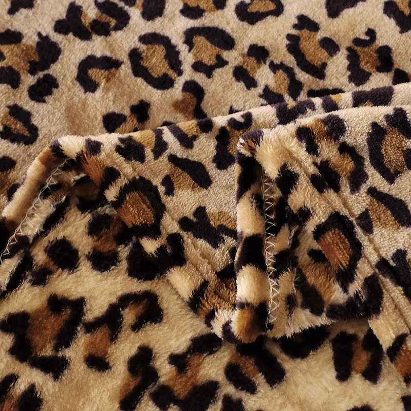 Ultra-Soft Faux Rabbit Fur Throw Blanket Leopard Print Plush Warm Cozy All-Season Machine Washable for Sofa Bed Room Decor