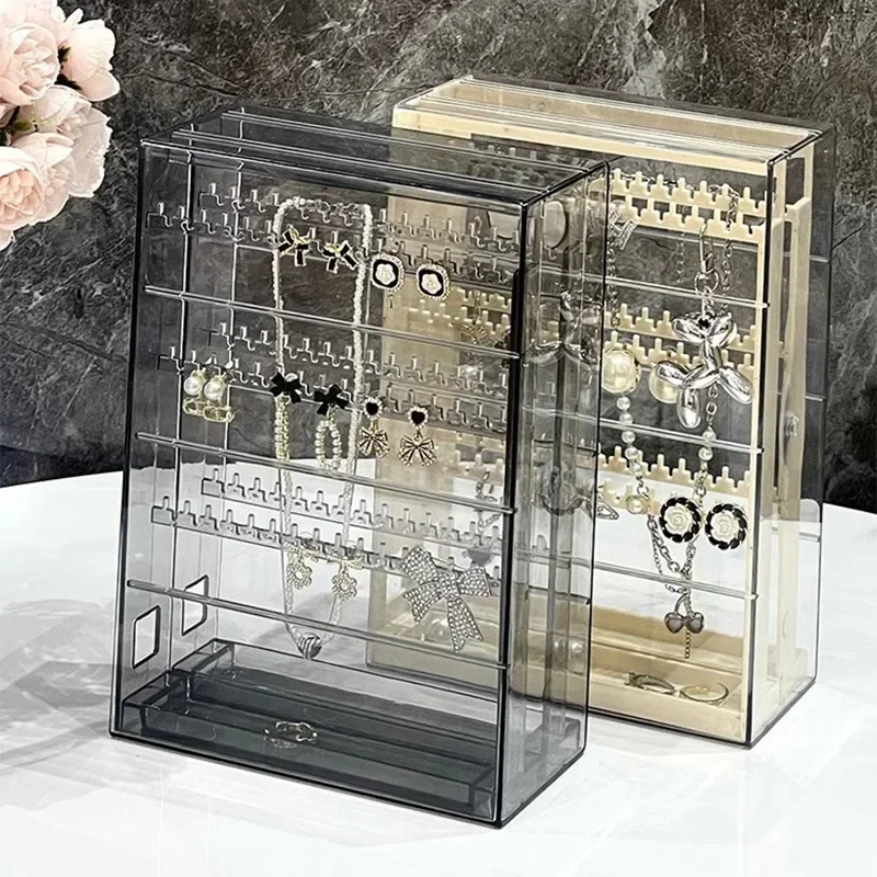 Transparent Jewelry Storage Box Earring Necklace Display Organizer Stand Women Jewelry Ring Drawer Packaging Showcase Boxes