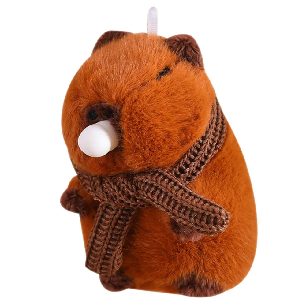 Backpack Decoration Cotton Spit Bubble Capybara Keychain Relax Press Squeeze Doll Pendant Scarf Metal Plush Toy Key Ring Daily