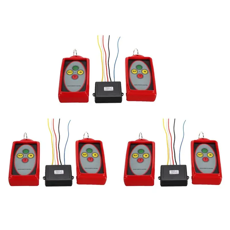 AU28-6X 12V-24V 433Mhz Digital Wireless Winches Remote Control Recovery Kit For Jeep SUV Off-Roads Trucks