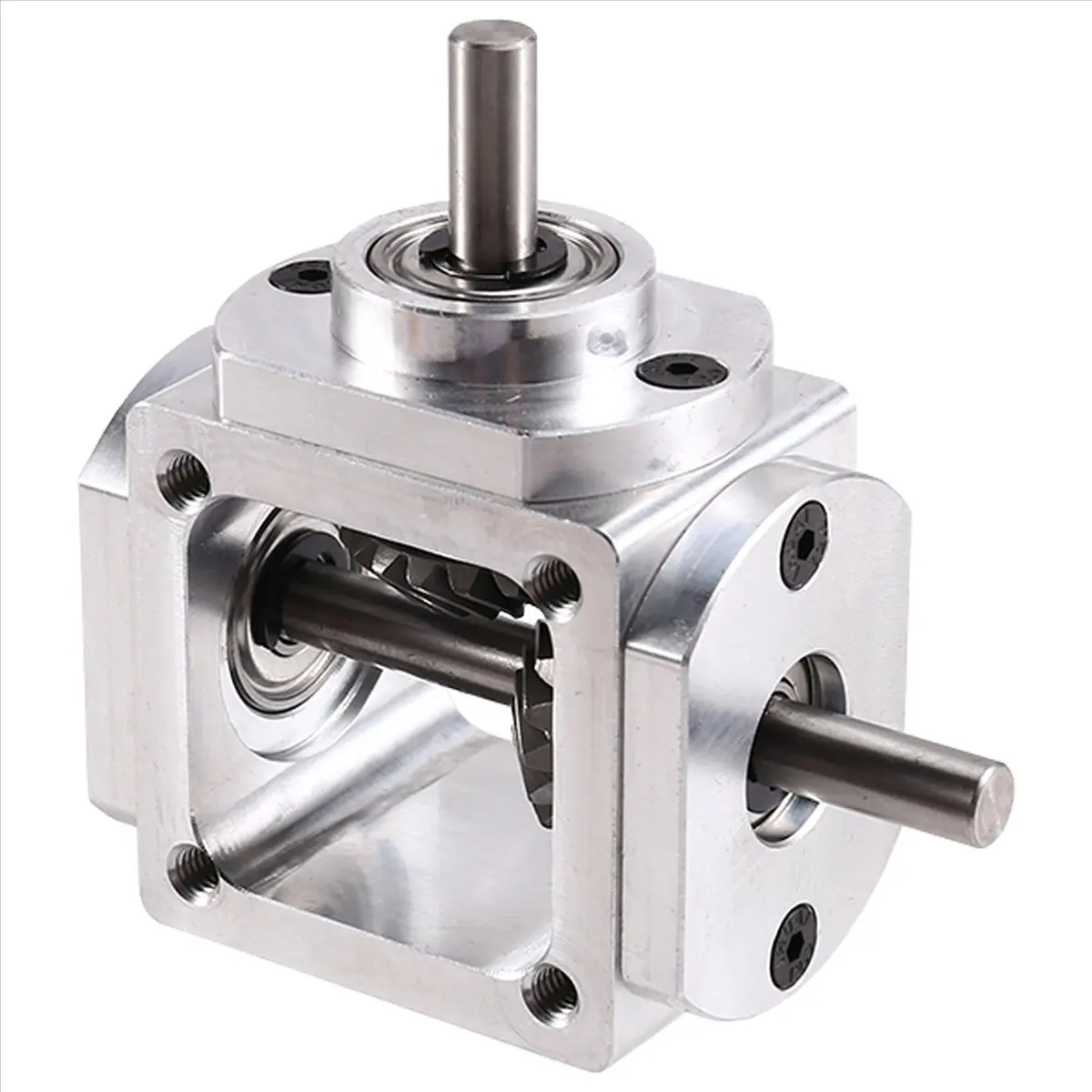 A74U 90 Degree Right Angle Bevel Gear-Box with Mounting Hole 1:1 Shaft 1 Module 20 Teeth Bevel Gear C view 3
