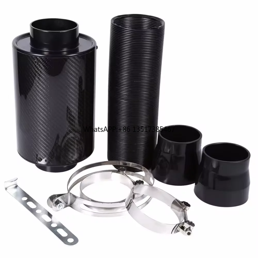 

Racing Air Filter Box Carbon Fiber Cold Feed Induction Air Intake Kit Universal