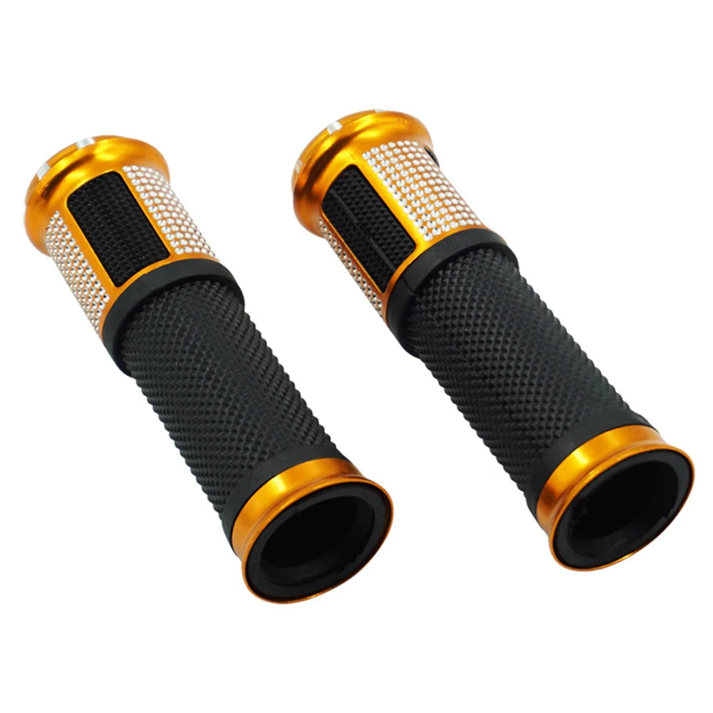 1 Pair Motorcycle Hand Grips CNC Aluminum Soft Rubber Handlebar Grips Throttle Universal 7/8\