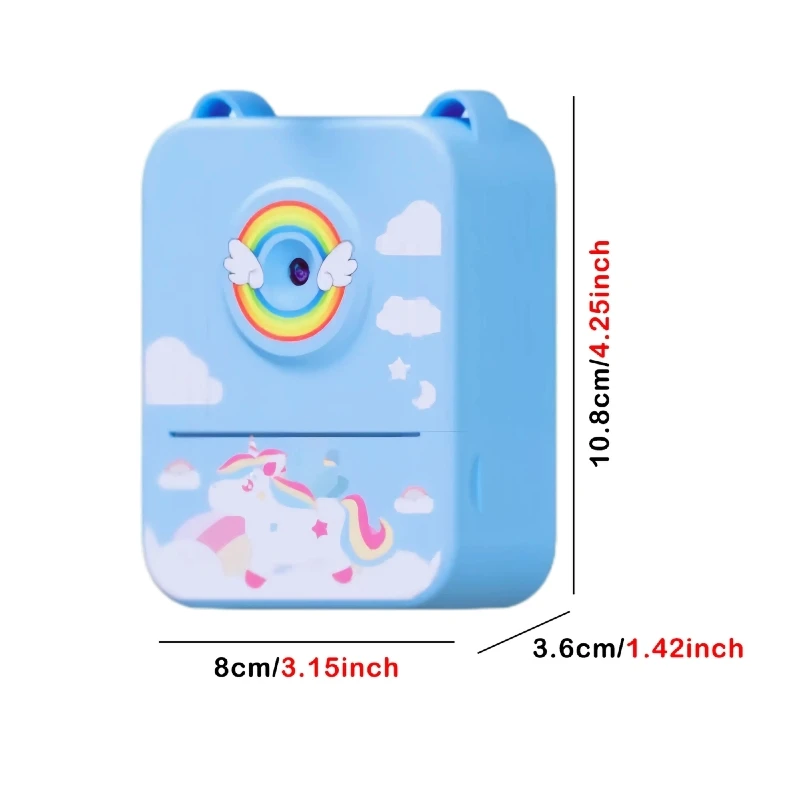 Digitale kindercamera voor fotografie Miniprinter Draagbare thermische instant print Foto Kindercamera Eenhoorn HD Video Speelgoedcadeaus