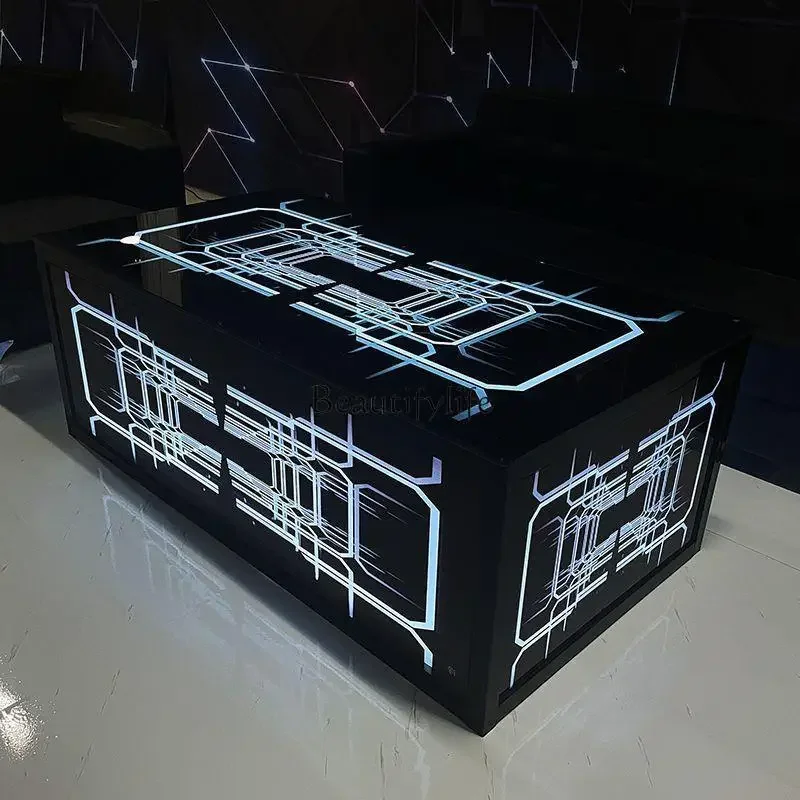 

13KTV coffee table luminous European club wine bar counter tempered glass stainless steel