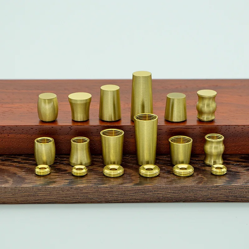 Factory direct supply copper foot pad furniture accessories walnut base small pallet cylindrical conical ornament brass foot pad
