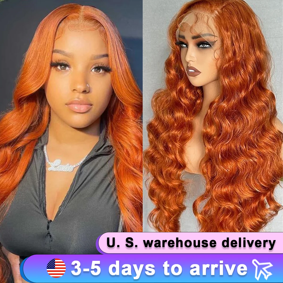 Ginger Orange Body Wave Lace Front Wigs Human Hair Pre Plucked with Baby Hair 13x4 HD Lace Frontal Wigs Human Hair 350# 30inch