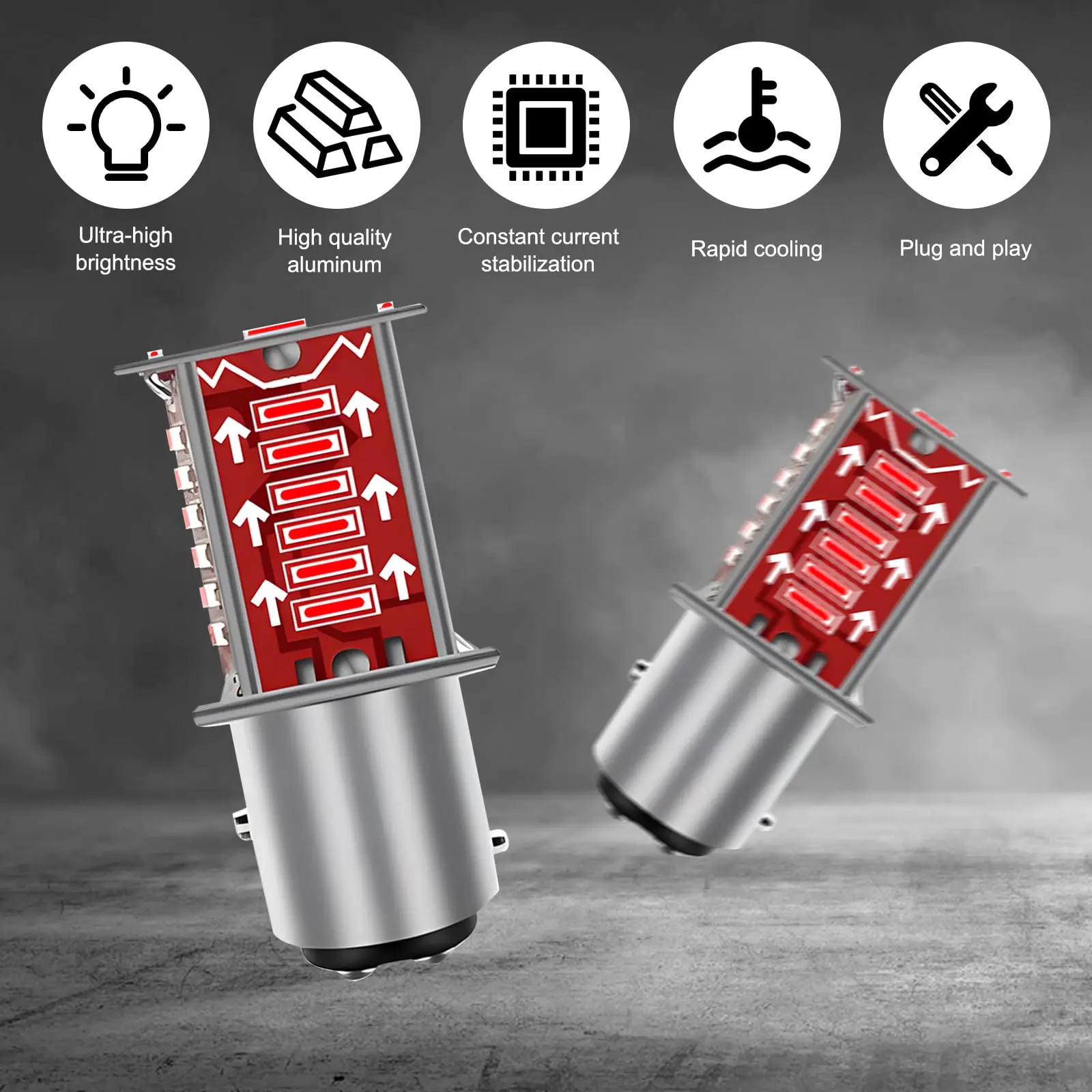 4 PCS Car 1157 LED Brake Light Bulb, Double Contact BAY15D Running Water 4014-30SMD Plug and Play Light Bulb Replacement