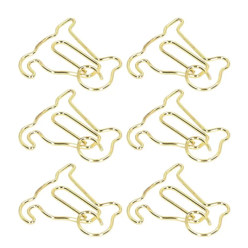 

100Pcs Dog Shape Gold Paper Clips 30*26mm Plating Process Cute Paper Clips Fadeless Rustproof Small Paper Clips Scrapbook Making
