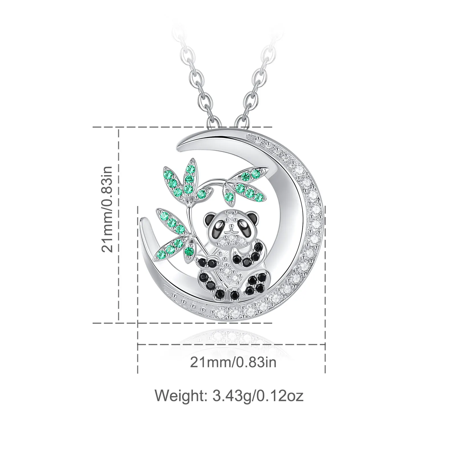 Eudora 925 Sterling Silver Cute Panda Necklace AAACubic Zirconia Moon Pendant Elegance Woman Jewelry Exquisite Party Gift image 2