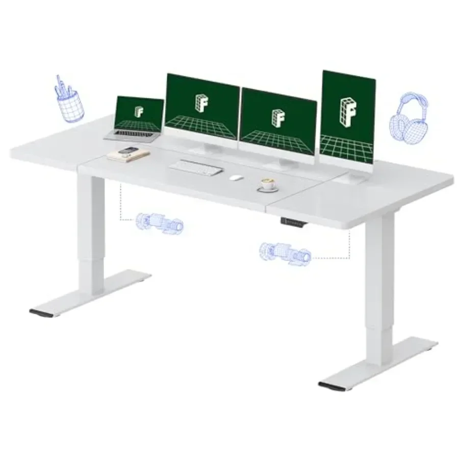 Electric Standing Desk for home office use, steel frame, matte black finish, height-adjustable with dual-motor precision