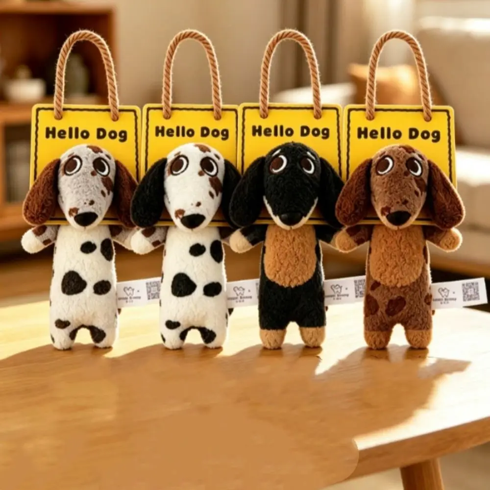 Bag Charm Dachshund Plush Pendant Pet Lovers Soft Cute Sausage Dog Keychain Stuffed Animal Jewelry Gift Puppy Hanging Backpack