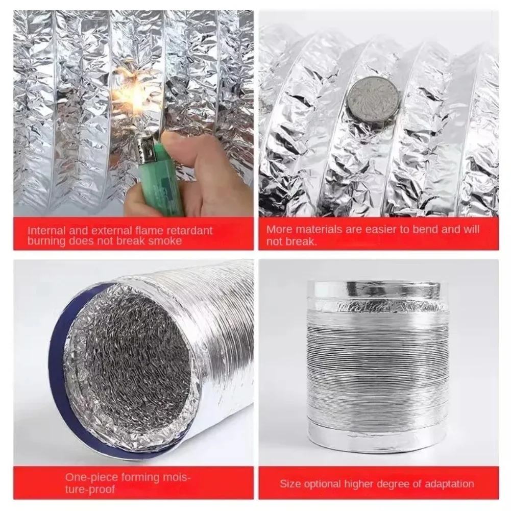 Flexible Ducting Aluminum Foil Duct Easy To Clean Fire-Retardant Coating High-Temperature Resistance HVAC System Diameter 200mm