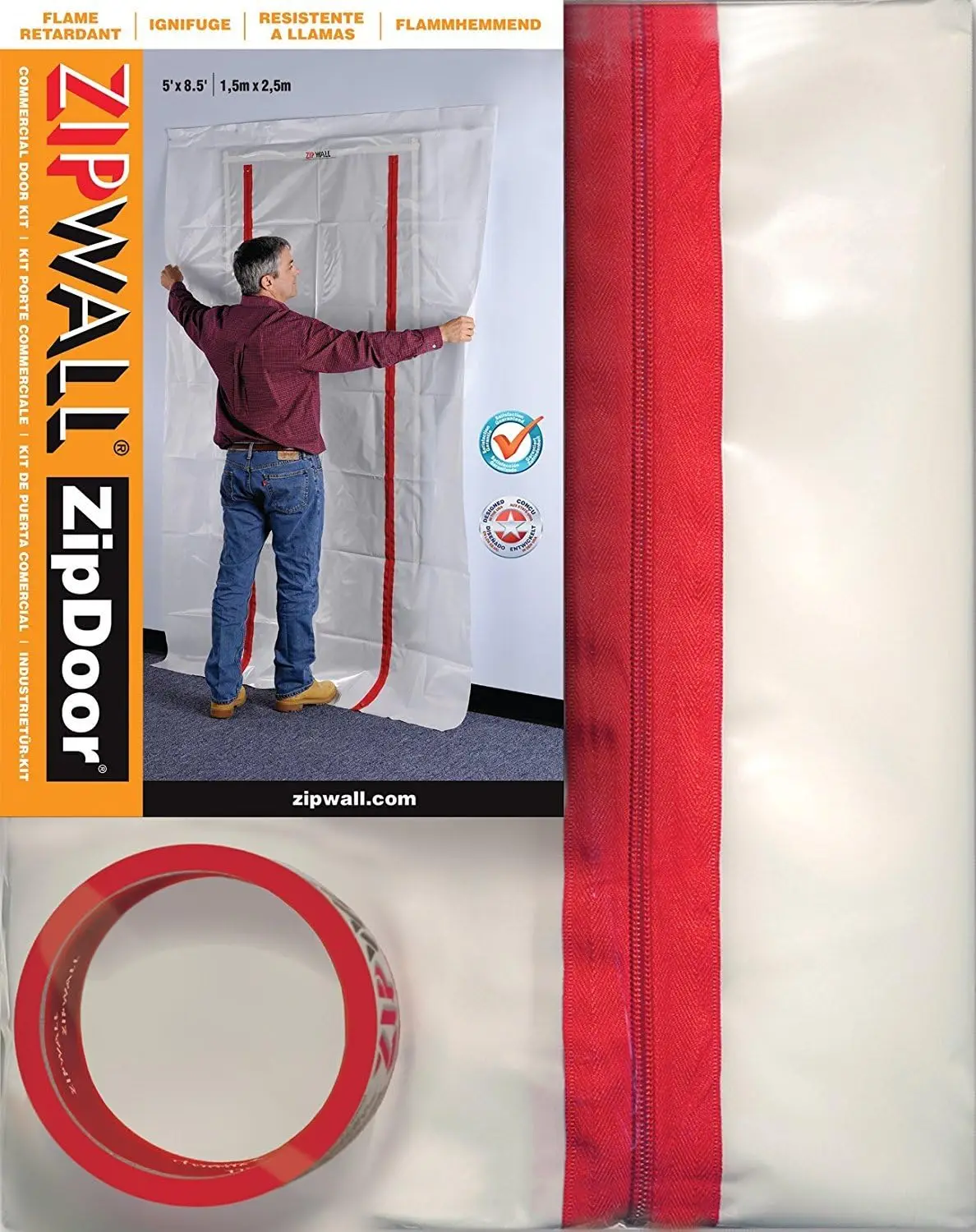 

ZIPWALL ZDC - PK6 ZipDoor Commercial Door kit dust Containment, 6 Pack, Clear, 6 Count