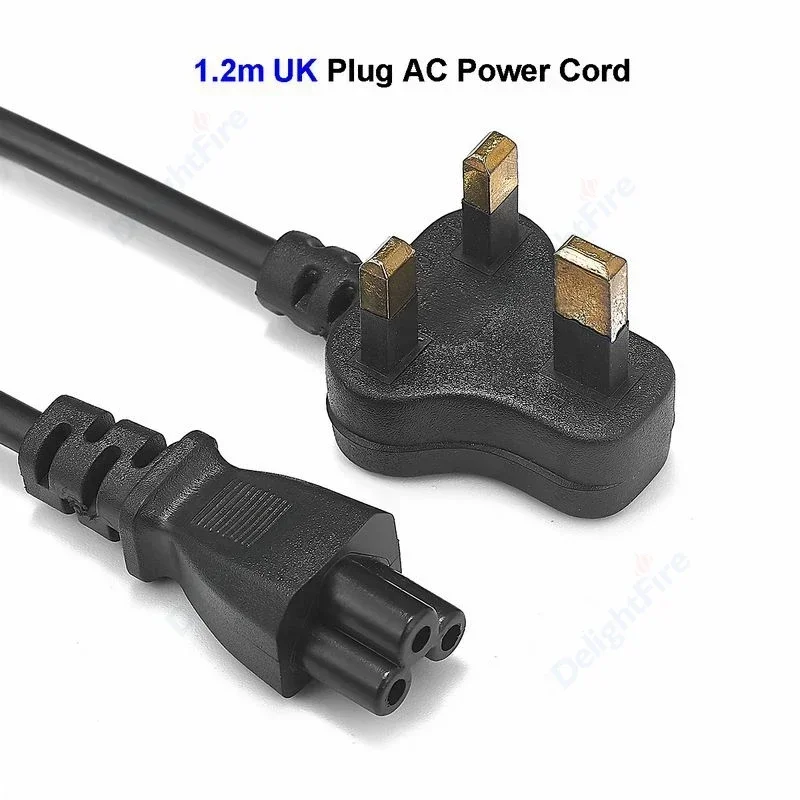 Cable de alimentación de CA para ordenador portátil con enchufe británico tipo G 1,2 m IEC320 C5 Cable de alimentación de 3 clavijas para Dell Lenovo Notebook Monitor de ordenador LG TV