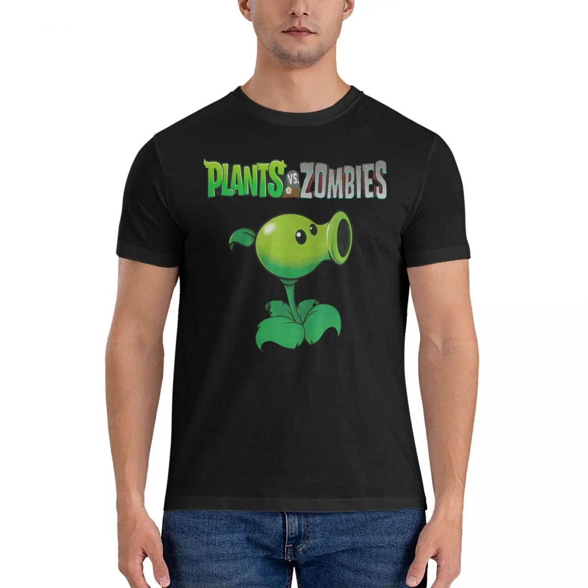 Happy T-Shirts for Men P-Plants And Zombies Funny Pure Cotton Tee Shirt Round Neck Short Sleeve T Shirt Adult Clothing