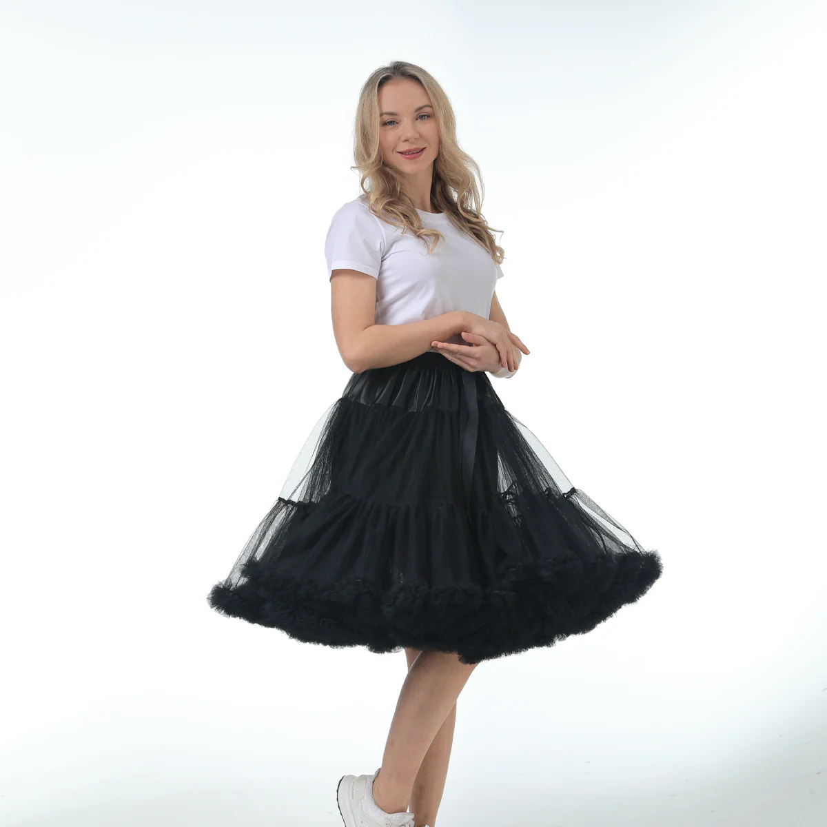 Cosplay Lolita Petticoat Fluffy Tulle Tutu Underskirt for Anime Convention Kawaii Fashion Multi-Layer Bell Shape Stretch Band image 5