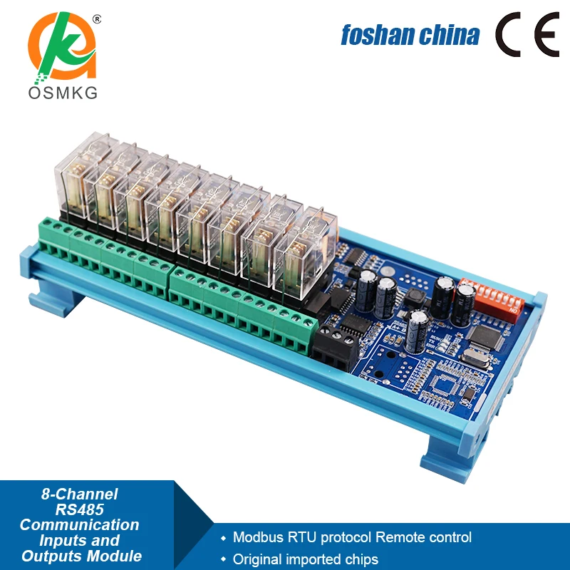 Imagem -02 - Placa de Relé Aoshangming Modbus Rtu Módulo io Remoto Plc Plc Hmi Switch Quantidade Dc12 24v 8di 8do Rs485