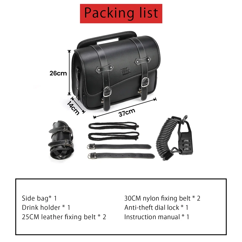 Alforja lateral para motocicleta, bolsa de sillín impermeable de cuero PU de 10L, para Honda Rebel 500, 1100, 300, para XL883L, XL1200NS y Kawasaki