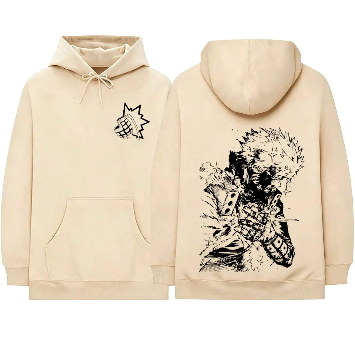 Japanischer Anime My Hero Academia Bakugou Katsuki Hoodies Herrenbekleidung Übergroße Kapuzenpullover Mode Langarm-Pullover – Detail 4