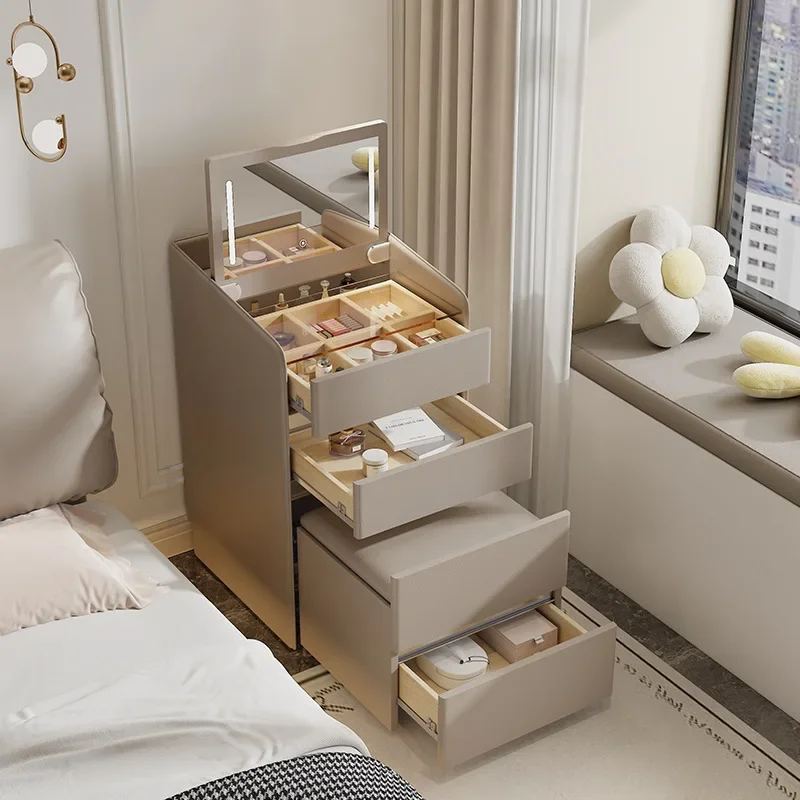 Light luxury all-solid wood multi-functional dresser bedside table integrated modern simple small apartment folding flip