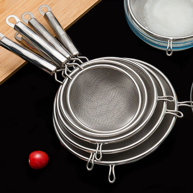 Stainless Steel Fine Mesh Strainer Colander Spoon with Hook Hot Pot Soy Juice Flour Sieve Filter Frying Scoop kitchen Utensil