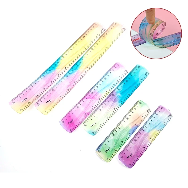 Soft Lineal Student Briefpapier Set multifunktion ales transparentes Kunststoff Lineal mit niedlichen Zeichen Lineal für Kinder geeignet