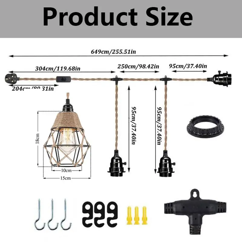 Retro Industrial Plug In Pendant Light With Switch Movable Hemp Rope Kitchen Island Hanging Lamps For Ceiling Interior Fixture