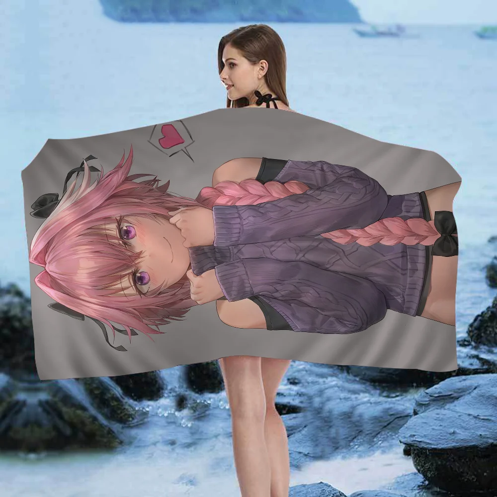 Anime Cute Fate Apocrypha Astolfo Microfiber Blanket Quick Drying Beach Towels Oversized Printing Super Absorbent Pool Towel