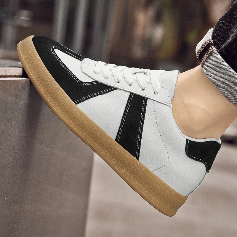 أحذية رجالية غير مرئية لزيادة الارتفاع 6/8 سم أحذية تدريب ألمانية قابلة للتنفس من الجلد الطبيعي أحذية رياضية كاجوال كلاسيكية