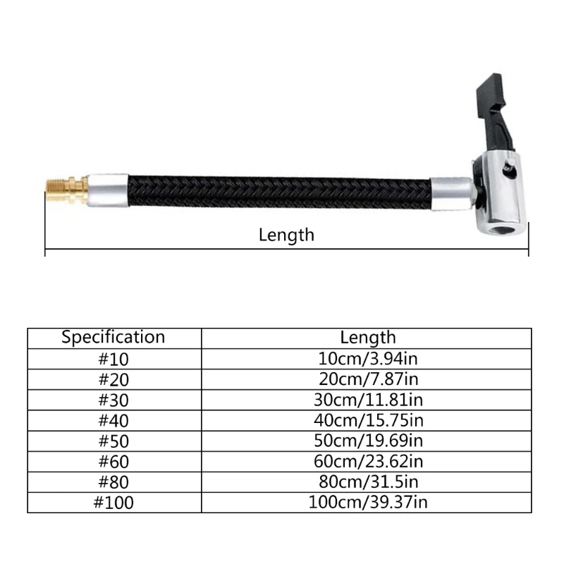 Car Tire Air Compressor Tube Tyre Hose with Adaptors Replacement Inflator Extension Hose Connection